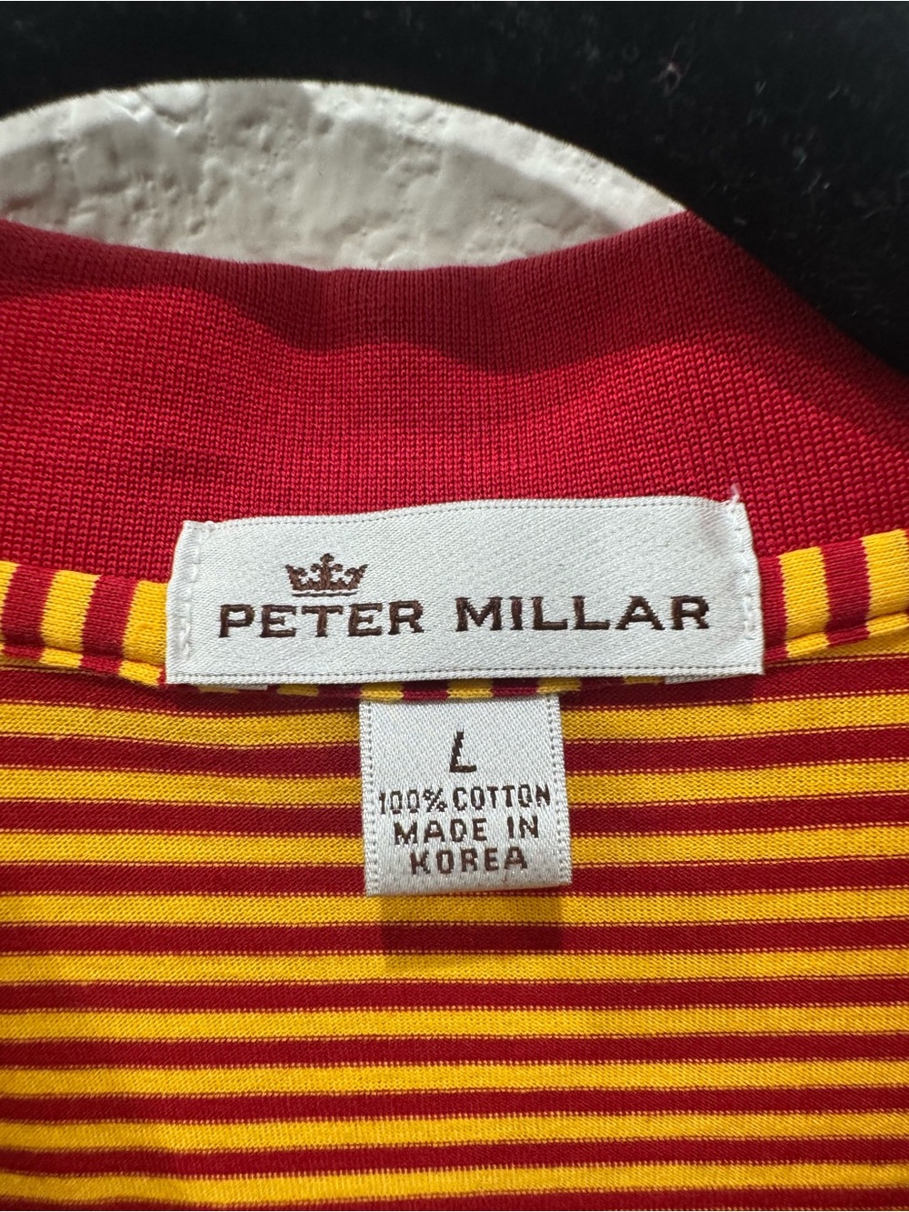 Peter Millar USC Trojans Polo Shirt Striped Cotton Golf Red Gold Men Large - Picture 2 of 6